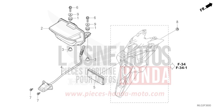 FEU ARRIERE/FEU D'IMMATRICULATION de Africa Twin DCT PEARL GLARE WHITE (NHB53H) 2022